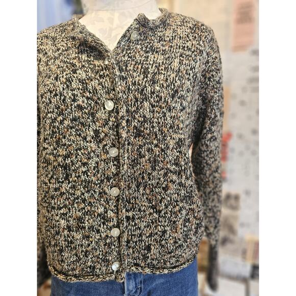 Christopher & Banks Brown and Gold Button Up Cardigan Size Small - Picture 1 of 3